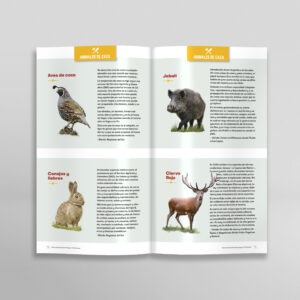 Libro guía gastronómica con ilustraciones de animales de la zona